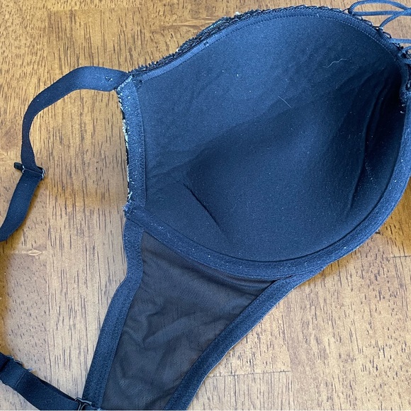 La SENZA BEYOND SEXY Padded Strappy Lacy Mesh Corset Push-Up Size 34DD - Picture 7 of 16